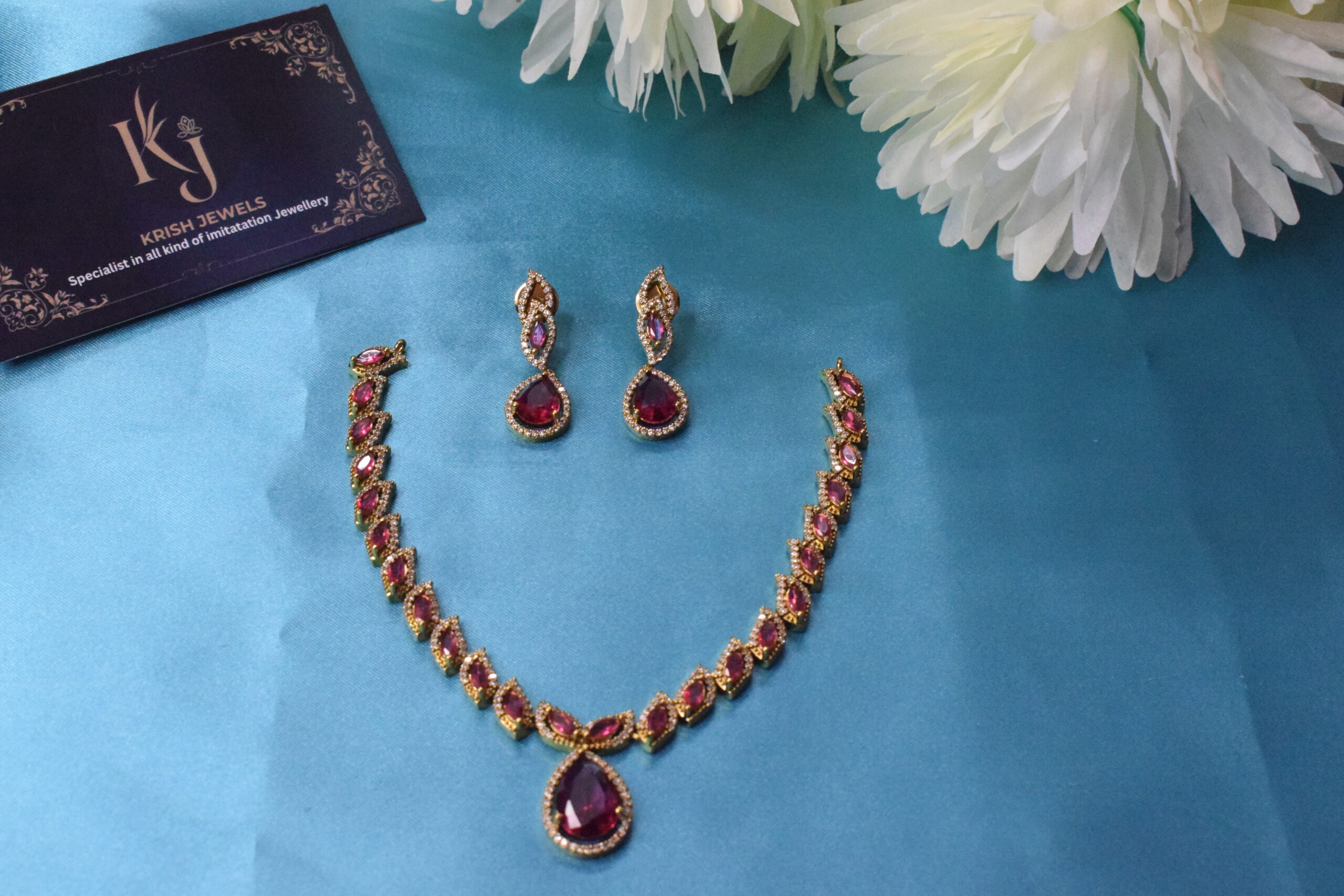 AD stone red necklace set KJ120