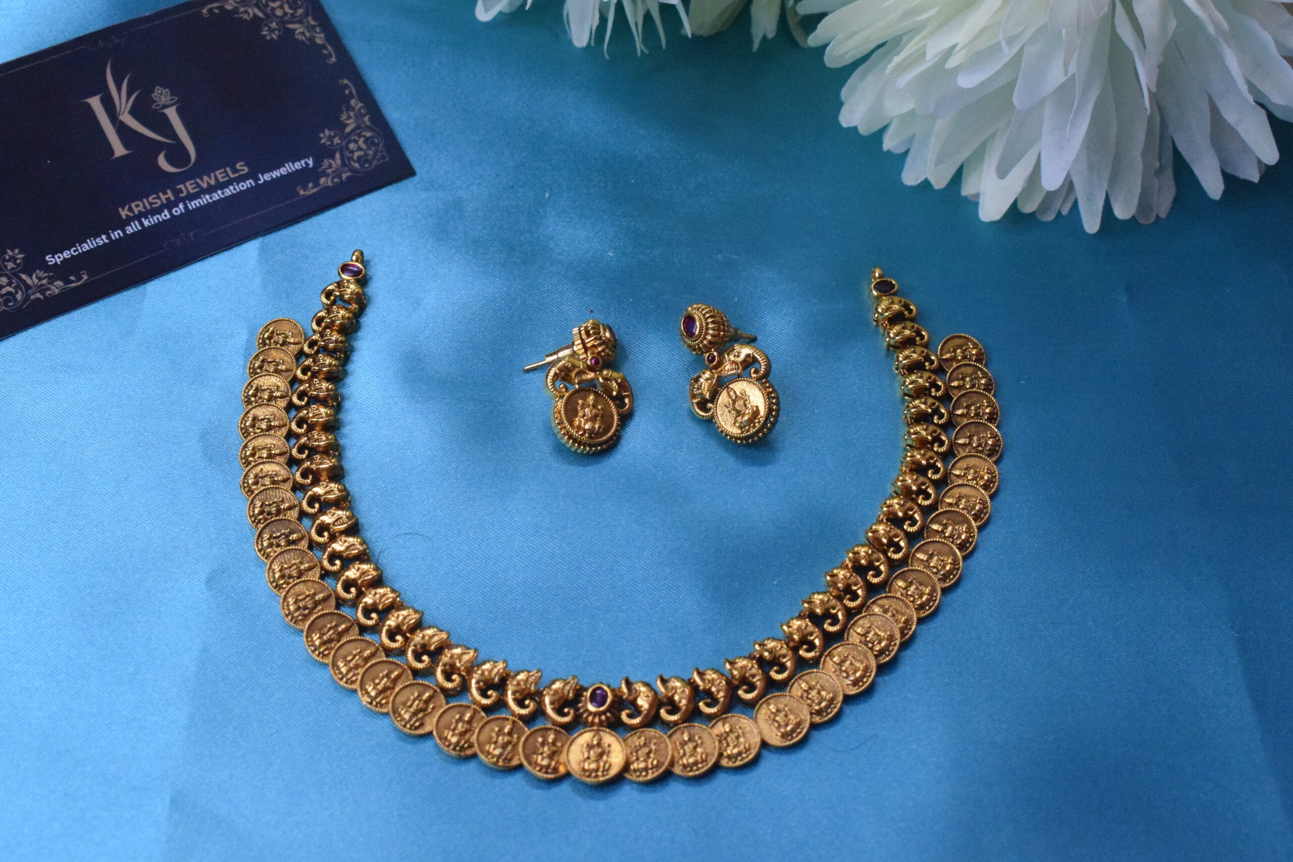 Premium Traditional Lakshmi coin necklace set KJ127