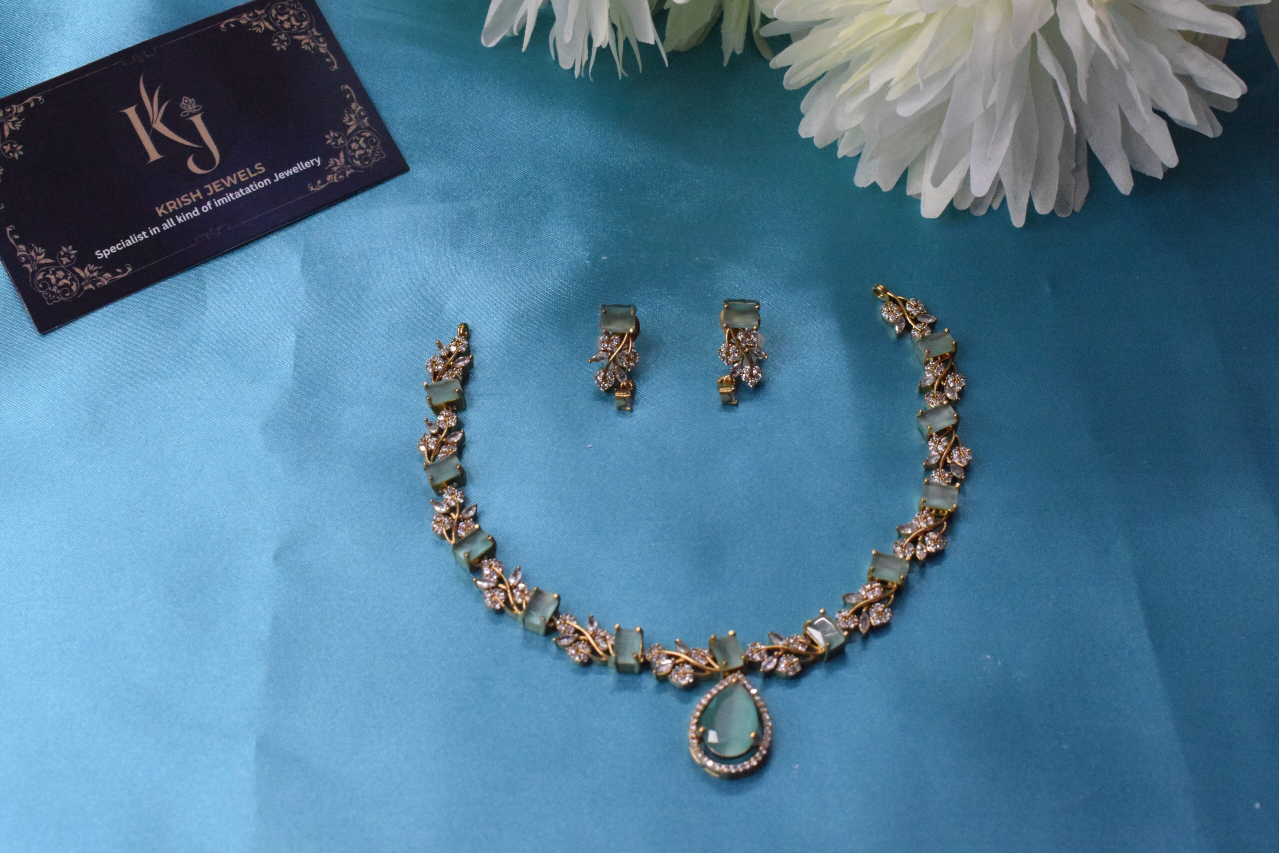 AD stone  blue necklace set KJ119